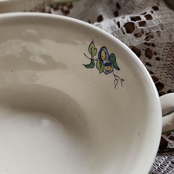WWII Era Antique Double Handled Floral Cream Soup Bowls - Picture 9 of 9